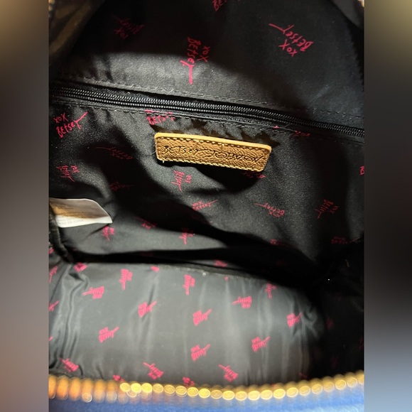 Betsy Johnson NWT Denim Blue Quilted Backpack with Small  Brown Purse (P034) - Picture 13 of 16